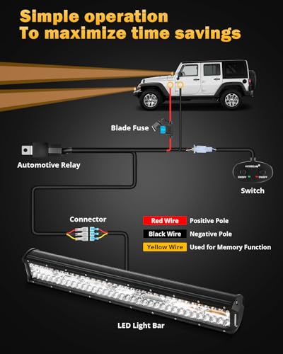 Auxbeam 6 Modes Amber White Series, 20 Inch LED Light Bar 420W, Strobe Light Flashing Warning Emergency, Spot Flood Combo Off Road Light for Trucks, Cars, ATVs, UTVs, Boats - color: 20"