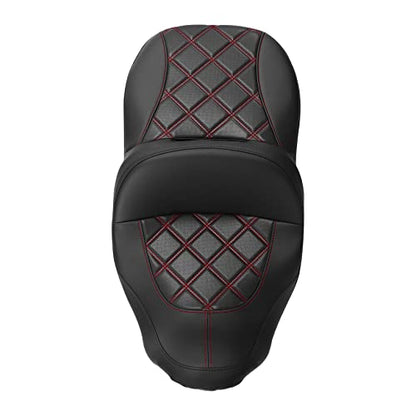 C.C. RIDER Rider Passenger Seat fit for Harley Davidson Touring 2009-2023 Road King Street Glide Road Glide Electra Glide Tri Glide models - color: 34#Red Seat