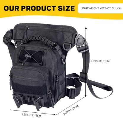 Tactical Drop Leg Bag with Concealed Carry Holster Motorcycle Thigh Pouch for Outdoor, Hiking & EDC Gear, Black - color: Black