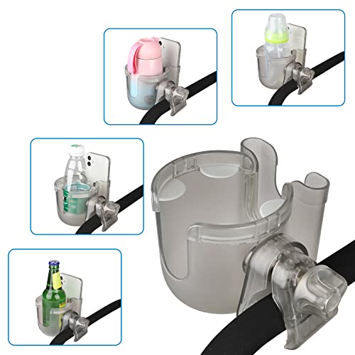Accmor Stroller Cup Holder with Phone Holder, Bike Cup Holder, Universal Cup Holder for Uppababy Nuna Doona Strollers, 2-in-1 Cup Holder for Walker, Wheelchair, Scooter - color: Transparent Grey