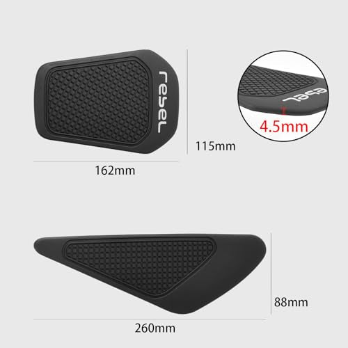 Motorcycle Tank Pad Compatible with Honda Rebel CMX250 CMX300 CMX500 2017-2025, Anti-Slip Motorcycle Tank Protector Sticker Rubber Fuel Tank Grip (Black-CMX250 300 500) - color: Black-cmx250 300 500