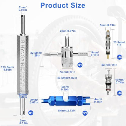 Linkstyle Valve Core Removal Tool Kit: 20PCS Presta Schrader Valve Cores, Tire Valve Core Remover Tool for Tire Repair, 4-Way Valve Tool for Bicycle Motorcycle Car