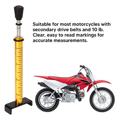 Focket Motorcycle Belt Tension Gauge, 10 lbs Easy to Read Metal Tension Tester After Belt Replacement Adjustment, Universal Wheel Service Accurate Chain Tension Gauge with L Shape Pad