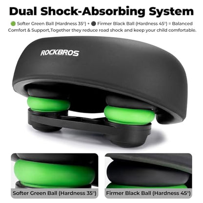 ROCKBROS Youth Bike Seat Cusion Comfort Youth Replacement Saddle Bicycle Seat Waterproof, Enhance Young Little Rider Teenager Bike Seat for Boys and Girls Gifts for MTB & Road 16" to 24" (No Clamp)
