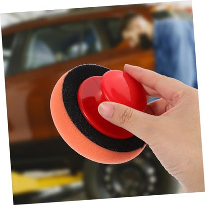 Car Wax Applicator Pad Set Kit with Plastic Handle for Polishing and Waxing Cars Motorcycles and Boats Durable Buffing Sponge for Body Repair and Detailing