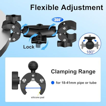 OSMO 360 Moto Camera Mount Kit with 43" Invisible Selfie Stick Compatible with Insta360 X5-X, OSMO NANO Heavy Duty Bike Handlebar Clamp compatible for GoPro Bicycle ATV UTV Riding Moto Vlogging (Gold)
