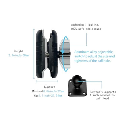Double Socket Arm Compatible with RAM Mounts B Size 1" Ball Components for Bike/Motorcycle/ATV Phone Mount, Black (Black Short Arm) - size: Short Arm-Black
