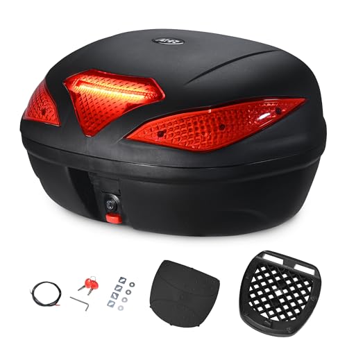Yescom AHR 48L Motorcycle Top Case with Light Universal Tour Tail Box Scooter Trunk - size: 48L w/ LED