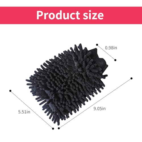 1 Pack 2 Black Car Wash Mitt Microfiber, Deluxe Scratch Free Microfiber Wash Mitt,9 Inches X 5.5 Inches Car Washing Care Cleaning Kit. - color: Black