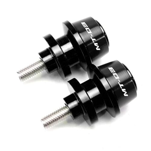 MOWOK Fit For YAMAHA MT03 MT-03 2015 2016 2017 2018 2019 2020 2021 2022 2023 2024 2025 2026 Motorcycle Accessories 6MM Swingarm Spools Slider M6 Stand Screws (Black) - color: Black