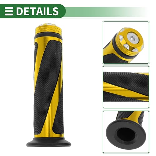 7/8" 22mm 15/16" 24mm Motorcycle Hand Grips Cover Kit Non Slip Aluminum Alloy Rubber Handlebar Grips for Motorcycle Scooter Bicycle ATV Yellow 1Set - color: Yellow