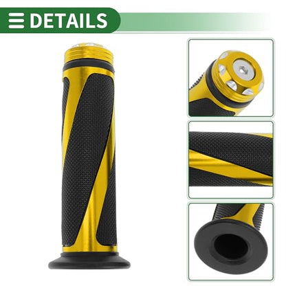 7/8" 22mm 15/16" 24mm Motorcycle Hand Grips Cover Kit Non Slip Aluminum Alloy Rubber Handlebar Grips for Motorcycle Scooter Bicycle ATV Yellow 1Set - color: Yellow