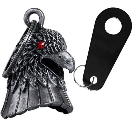 Dream Apparel Motorcycle Bell Guardian Angel Drive Away Gremlin, Biker Bell for Men Women Rider Riding, Good Luck Gift - color: Eagle Head With Red Eyes