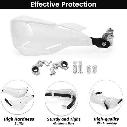 XINGWU Motorcycle Handguards Universal 7/8'' and 1 1/8'' Dirt Bike Hand Guards ATV Hand Protection for Sur Ron ATV CR CRF KXY Pit Bike Motocross Enduro Supermoto Racing - color: white