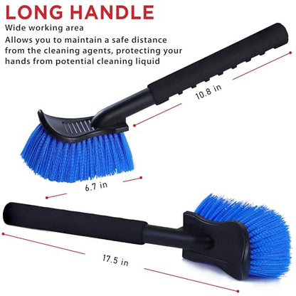 TAKAVU 17.5" Stiff Bristle Tire Brush with Long Handle - Heavy Duty Wheel and Tire Scrub Brush for Cleaning Sidewalls, Brake Dust, Wheel Wells, Trucks, RVs and Mats (Blue) - color: Blue