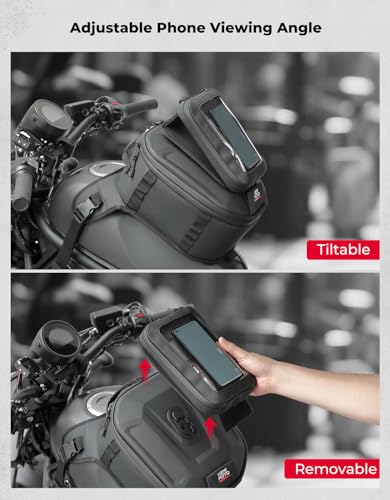 KEMIMOTO Motorcycle Tank Bag with Removable Phone Holder Waterproof EVA Hard Shell Expandable Tank Bag Rain Cover Compatible with All Models of Mobile Phones, 13-16L