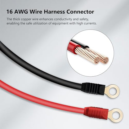 16AWG 3FT Charger Cable, Wire Harness Compatible with NOCO GC002 X-Connect M6 (1/4in) Eyelet Terminal Connector Accessory Genius Smart Battery Chargers