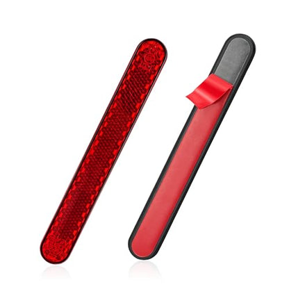 BlingKingdom 2 PCS Self-Adhesive Motorcycle Safety Reflectors High-Intensity Red License Plate Reflectors for Bicycle, Cars, Trucks, Trailer, Boat