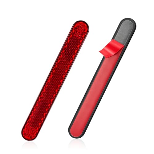 BlingKingdom 2 PCS Self-Adhesive Motorcycle Safety Reflectors High-Intensity Red License Plate Reflectors for Bicycle, Cars, Trucks, Trailer, Boat