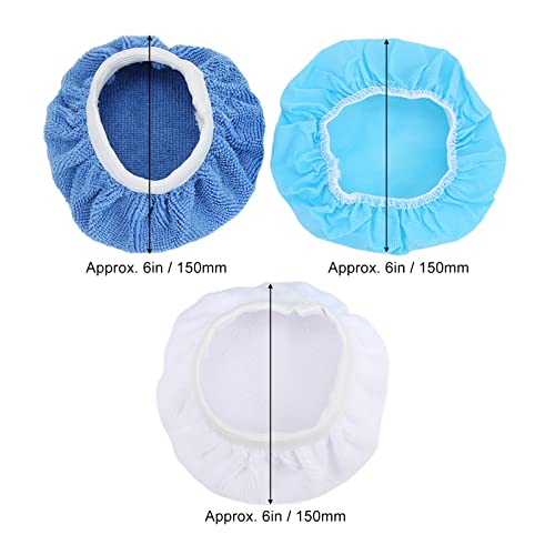 24Pack Polishing Bonnet Set 6in Microfiber Nonwoven Cotton Buffing Pads for Car Motorcycle Boat Waxing and Polishing