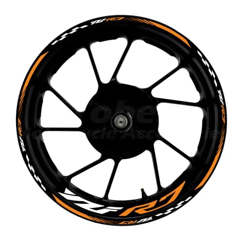 Awonderful 17"Wheel Rim Stickers For Yamaha YZF R7 2022-2024,Orange | Reflective Vinyl Wheel Stripe Kit. Waterproof, Self-Adhesive Decals, Decorate Motorcycle Wheel Rims, Easy to Paste - color: Orange