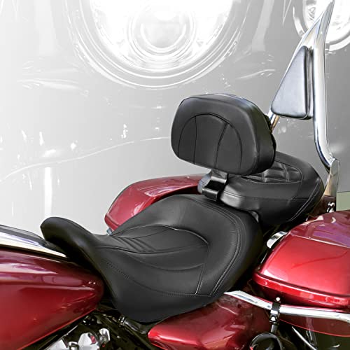 Motorcycle Front Driver Rider Backrest Pad Fits for Harley Touring CVO Street Glide Road King Special Classic Electra Glide 2009-2022 (Black Thread) - color: Black Thread