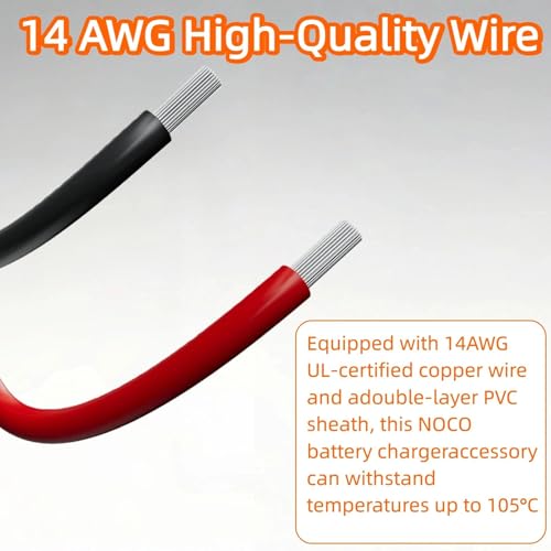 2-Pack 1FT SAE Extension Cable Compatible with NOCO Genius Smart Chargers, 14AWG Pure Copper X-Connect SAE Adapter, Motorcycle ATV UTV Car Battery Charger Harness