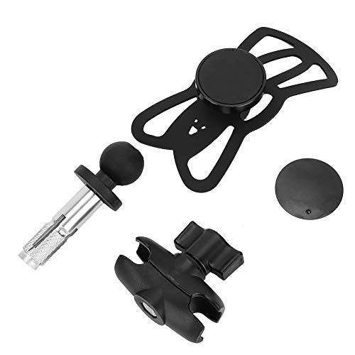 Motorcycle Phone Mount, Stem Yoke Navigation Bracket Holder for Mobile Phones, 16mm-19mm Hole Fitment with Adjustable, Secure Elastic Straps for Riding