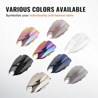 Motorcycle Windshield Windscreen Wind Deflector ABS Plastic 1pc for Yamaha FZ-6R 2009 2010 2011 2012 2013 2014 2015, Black