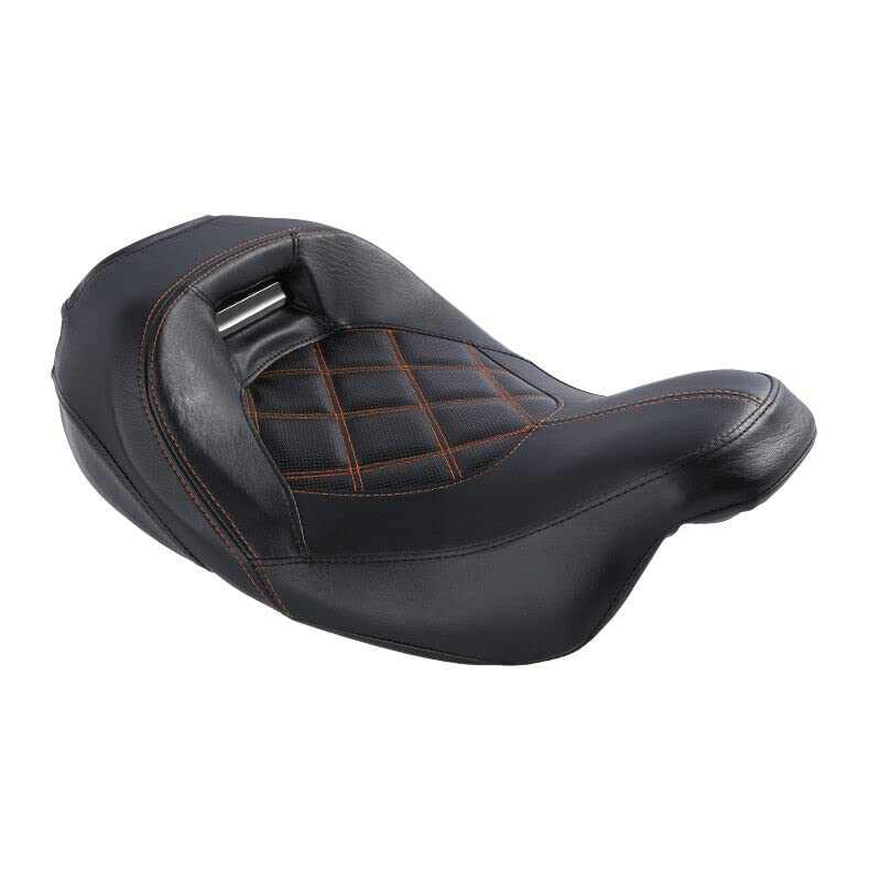 TCT-MOTORPARTS Low-Profile Driver Seat Front Solo Seat Fits for Harley Touring 2009-2023 Electra Street Road Glide CVO Road King - color: Driver Seat Orange