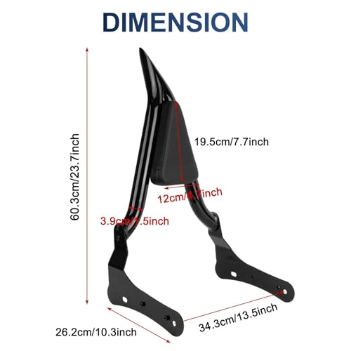 25" Rear Passenger Backrest - PSLER Vulcan S650 Sissy Bar Detachable Sissy Bar with Pad for Vulcan S EN 650 VN650 S650 650cc 2015-2024