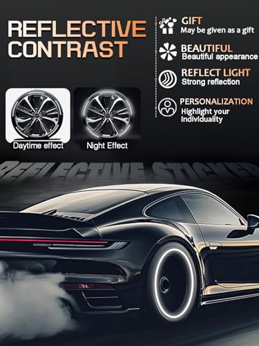 20PCS Reflective Car Stickers for Outside of Car Durable Car Decals for Men High Visibility Car Decal Stickers Easy Application Reflective Design (White) - color: White