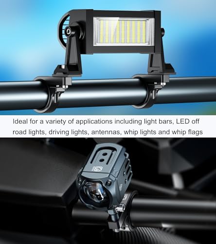 BRCOVAN 2PCS, Metal Light Bar Mounts, Off-Road LED Light Mounting Bracket | Fit for Round Rails / Roll Cage Bars 1.5" 1.75'' 1.85" 2'' 2.1" in Diameter, for Motorcycle ATV UTV Car Boat Truck