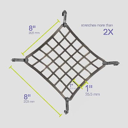 Small Cargo Net (2-Pack) by Delta Cycle - Expandable Bungee Net with Hooks Stretches 2X in Size - Bike Cargo Net Keeps Your Gear Tightly in Place for Bikes & Kayaks - style: 2-Pack Elasto Net