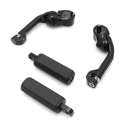 Defiance Street Glide Floorboards for Harley Touring Bagger Road Glide Road King softail Fatboy FLST with Heel-Toe Shifter Lever and Highway footrests (All Black) - color: ALL BLACK
