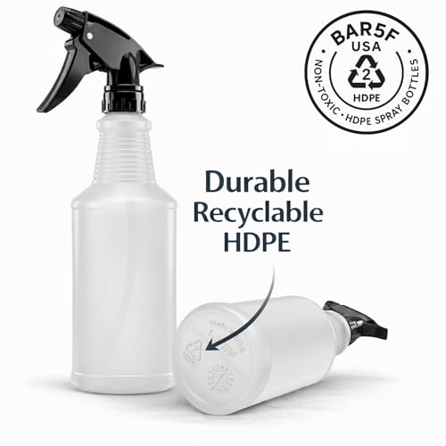 Bar5F Spray Bottles, 24oz, 3 Pack, Chemical-Resistant, BPA-Free, Compatible with Vinegar, Rubbing Alcohol, Cleaning Solutions, Non-Toxic HDPE Bottle for Plants, Pet, BBQ, Auto Detailing, Made in USA