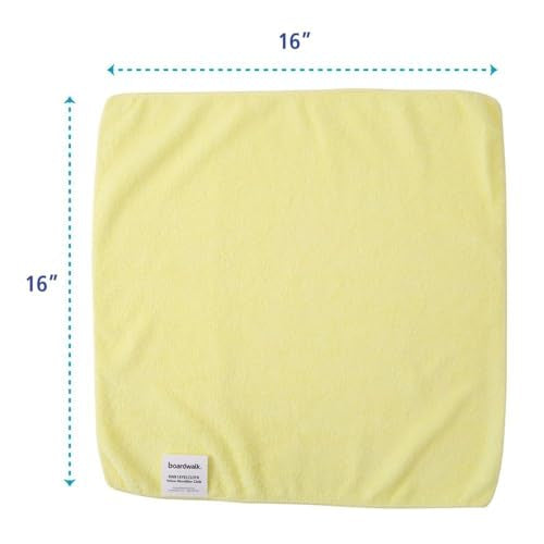 Boardwalk Microfiber Cleaning Cloths, 16 x 16, Yellow, 24/Pack