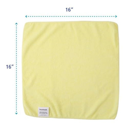 Boardwalk Microfiber Cleaning Cloths, 16 x 16, Yellow, 24/Pack