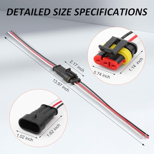 Connector Waterproof, 18 AWG Automotive Electrical Connectors Male and Female Way with Heat Shrink Tubing for Car Truck Boat and Other Wire Connections (3pin 6 Kits) - size: 3pin 6 Kits