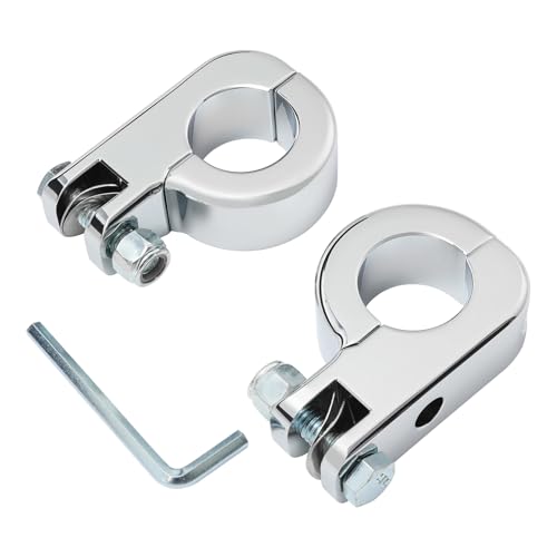TCMT Chrome Foot Pegs Foot rest Mounting P-Clamp Footpeg Footrest Set Fits For Harley-Davidson 1 1/4"(32mm) highway bars - color: Chrome, size: P-Clamp Mounts