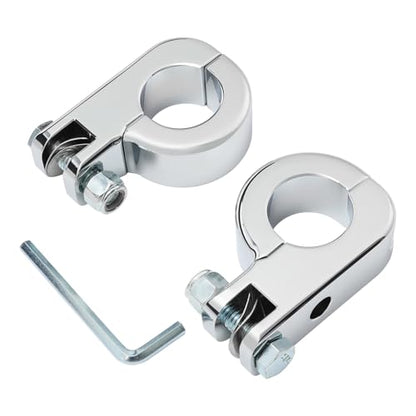 TCMT Chrome Foot Pegs Foot rest Mounting P-Clamp Footpeg Footrest Set Fits For Harley-Davidson 1 1/4"(32mm) highway bars - color: Chrome, size: P-Clamp Mounts