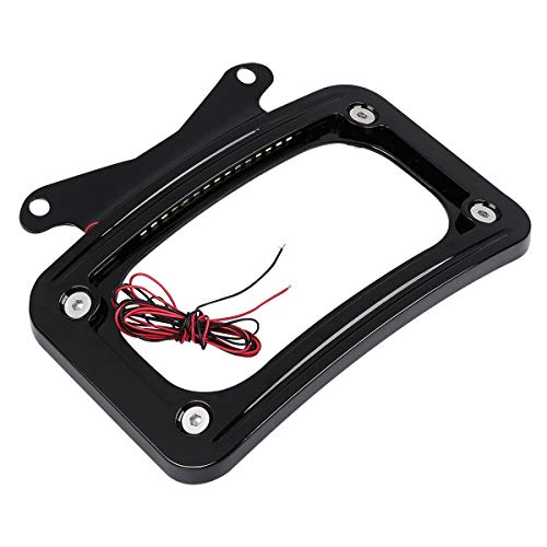 TCT-MOTORPARTS Curved License Plate Frame W/LED Light Fit for Harley Touring Street Glide 2010-2025, FLHX, FLHXS, FLHXST, FLTRX, FLTRXS, and FLTRXST - color: Black