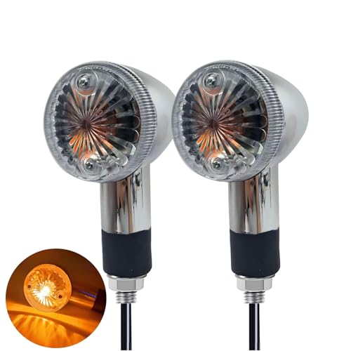 2pcs Universal Motorcycle Turn Signals Front Rear Turn Signal Blinker Light Compatible with Yamaha Motorcycle Bike Cruiser Bobber Chopper Shadow Honda Harley Kawasaki Suzuki (White) - color: White