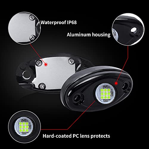 4 Pods LED Rock Light Kits White for Jeep ATV UTV SUV Off Road Car Truck Boat Underbody Glow Fender Lamp Underglow LED Neon Lights Waterproof - color: Green, size: 4 Pods