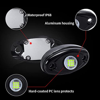 4 Pods LED Rock Light Kits White for Jeep ATV UTV SUV Off Road Car Truck Boat Underbody Glow Fender Lamp Underglow LED Neon Lights Waterproof - color: Green, size: 4 Pods