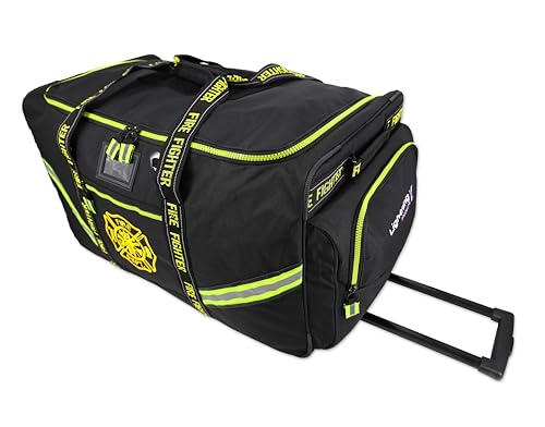 Lightning X Premium Rolling Firefighter Turnout Bunker Gear Bag w/Wheels, Retractable Handle, Fully Molded 3 Colors - color: Black