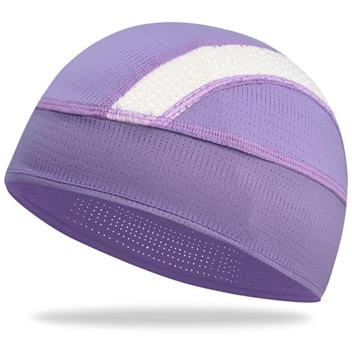 Cooling Skull Cap Helmet Liner-Lightweigh Mesh Sweat Wicking Beanie Caps for Hard Hat,Motorcycle,Cycling,Running - color: 1-light Purple