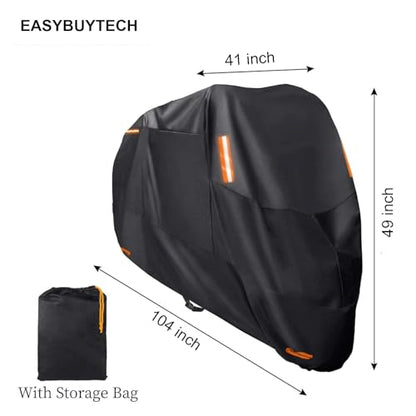 Motorcycle Cover,300D Motorbike Covers All Season Universal Weather Waterproof Outdoor UV Protection with 4 Reflective Strips & Storage Bag,3XL Motorcycles Vehicle Covers - size: 3XL(265X105X125cm)