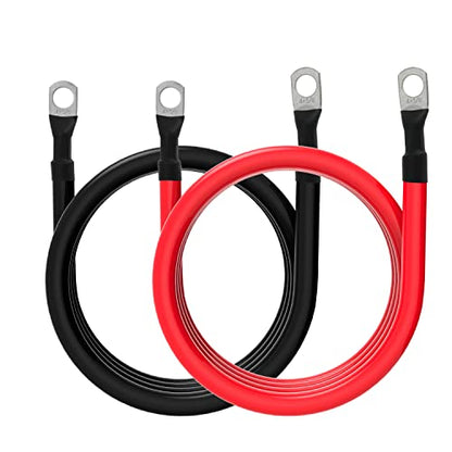 4 AWG Battery Cable 4AWG Gauge Pure Copper Battery Inverter Cables with 3/8 in Lugs Both Ends Power Inverter Wire Set for Automotive Solar Marine Boat RV Car Motorcycle Red and Black (6ft) - size: 6ft