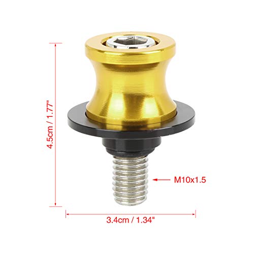 F FIERCE CYCLE 10mm CNC Swingarm Spool Stand Bobbins Starting Frame Screw Swing Arm Sliders Spools Universal Gold Tone for Motorcycle - color: Gold Tone
